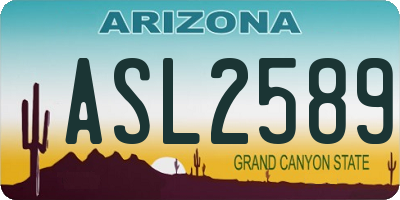 AZ license plate ASL2589