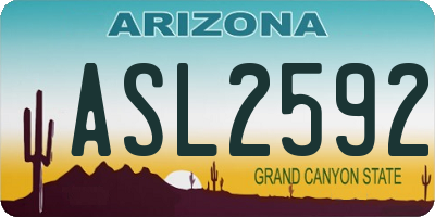 AZ license plate ASL2592
