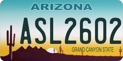 AZ license plate ASL2602