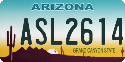 AZ license plate ASL2614