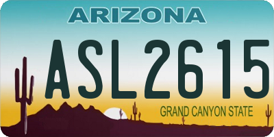 AZ license plate ASL2615