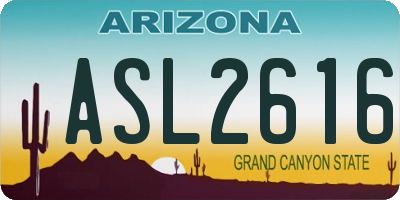 AZ license plate ASL2616