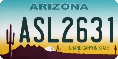 AZ license plate ASL2631