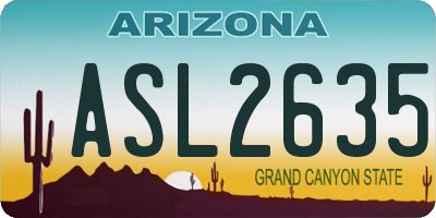 AZ license plate ASL2635