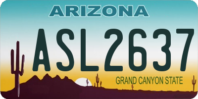 AZ license plate ASL2637