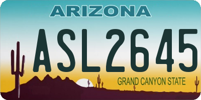 AZ license plate ASL2645