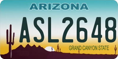 AZ license plate ASL2648