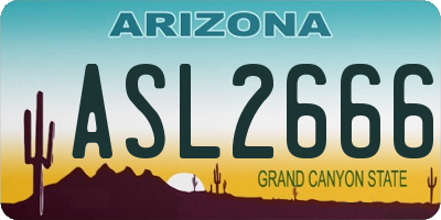 AZ license plate ASL2666