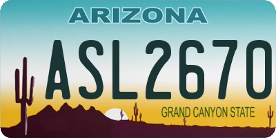 AZ license plate ASL2670