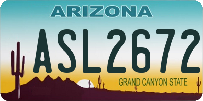 AZ license plate ASL2672