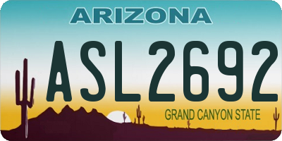 AZ license plate ASL2692