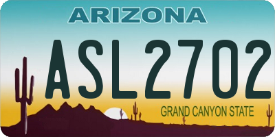 AZ license plate ASL2702
