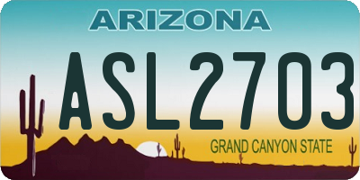 AZ license plate ASL2703