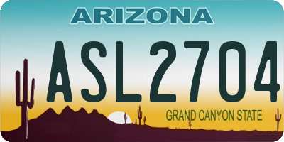 AZ license plate ASL2704