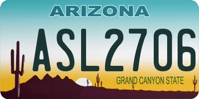 AZ license plate ASL2706