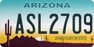 AZ license plate ASL2709