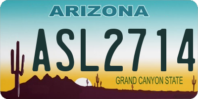 AZ license plate ASL2714