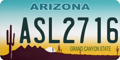 AZ license plate ASL2716