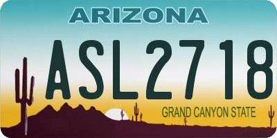 AZ license plate ASL2718
