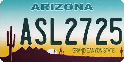 AZ license plate ASL2725
