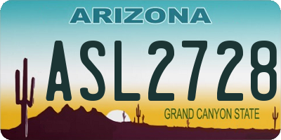 AZ license plate ASL2728