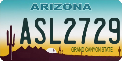 AZ license plate ASL2729
