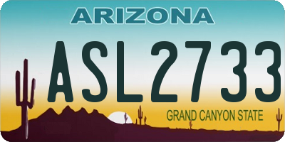 AZ license plate ASL2733