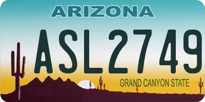 AZ license plate ASL2749