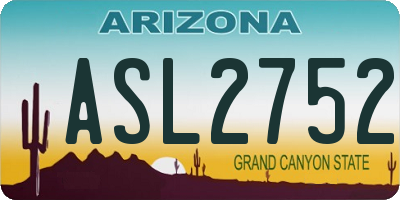 AZ license plate ASL2752