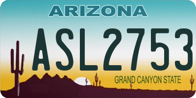 AZ license plate ASL2753