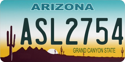 AZ license plate ASL2754