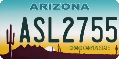 AZ license plate ASL2755