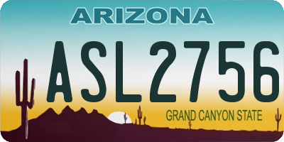 AZ license plate ASL2756