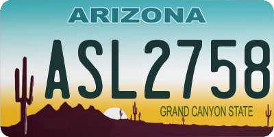 AZ license plate ASL2758