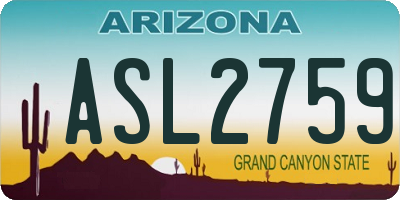AZ license plate ASL2759