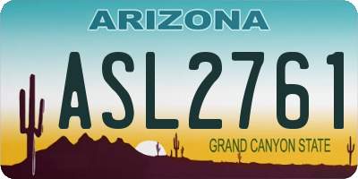 AZ license plate ASL2761
