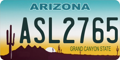 AZ license plate ASL2765
