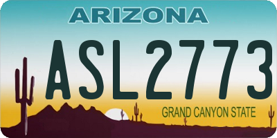 AZ license plate ASL2773