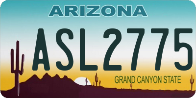 AZ license plate ASL2775