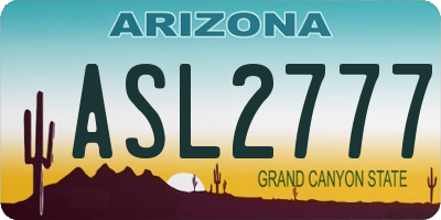 AZ license plate ASL2777