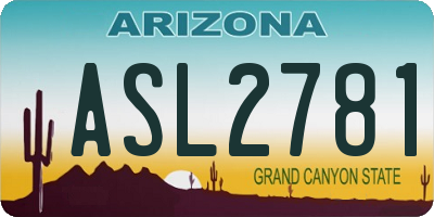 AZ license plate ASL2781