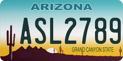 AZ license plate ASL2789