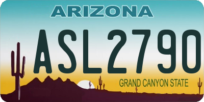 AZ license plate ASL2790