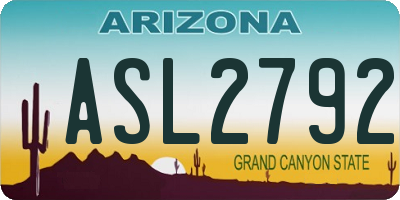 AZ license plate ASL2792