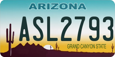 AZ license plate ASL2793