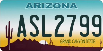 AZ license plate ASL2799