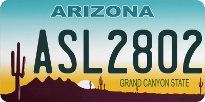 AZ license plate ASL2802