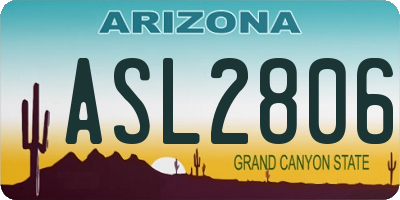 AZ license plate ASL2806