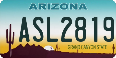 AZ license plate ASL2819