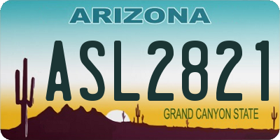 AZ license plate ASL2821